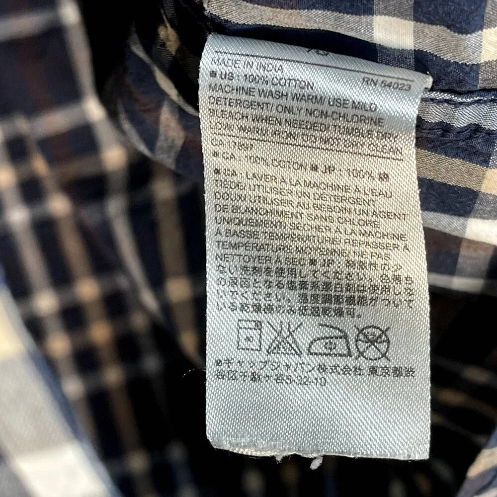 Banana Republic | Blue Plaid Soft Wash Standard Fit Button-Up Shirt | XL